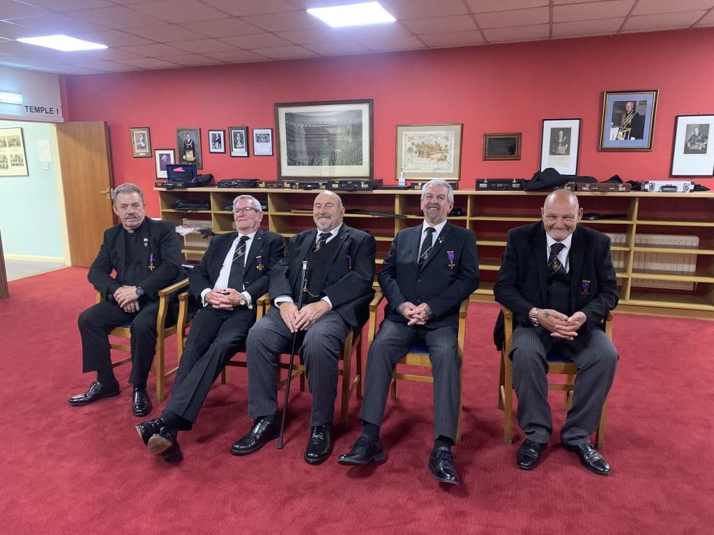Knights gathered for the Appendant Orders ceremony