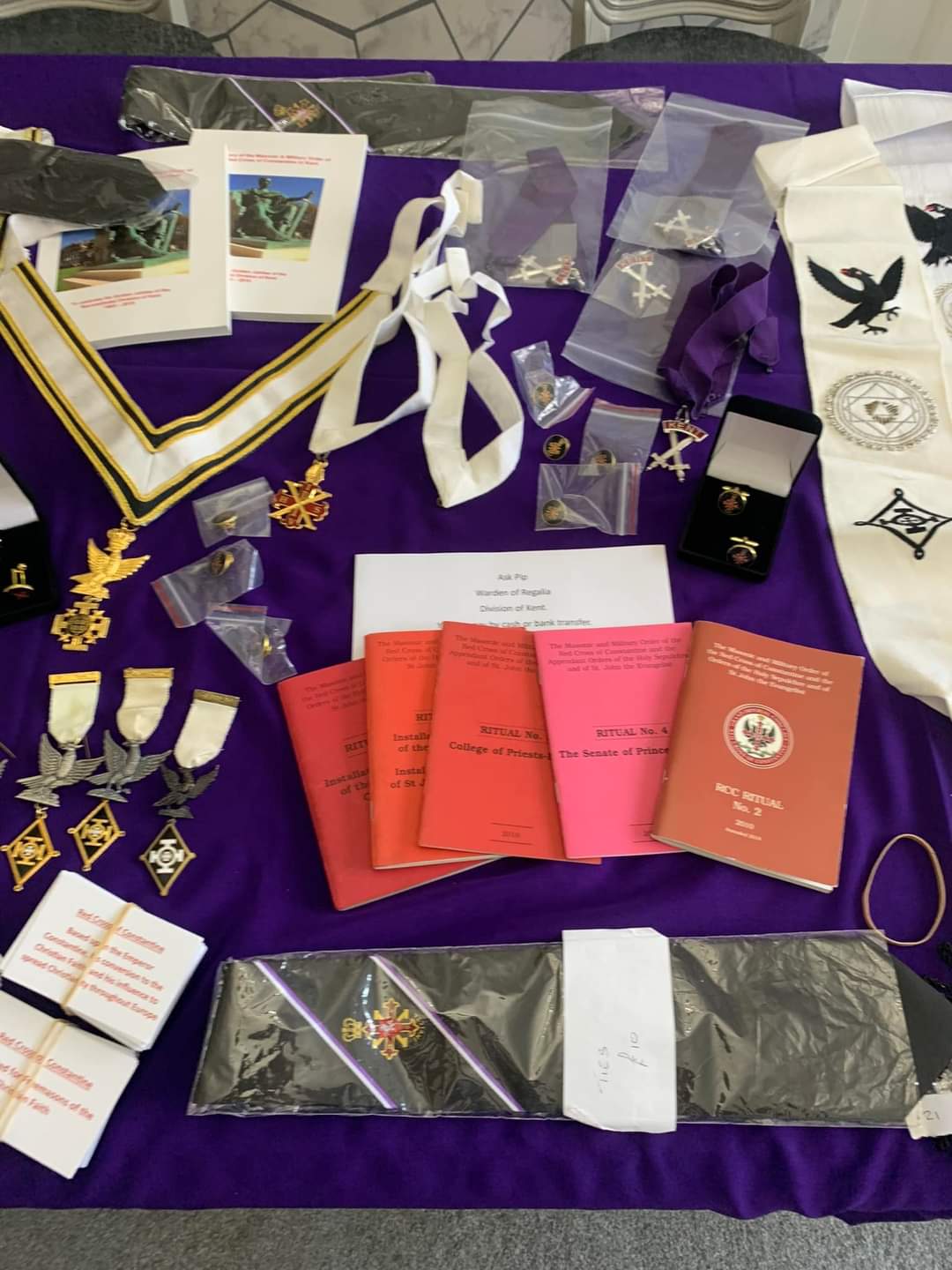 Regalia items for correct attire within the Order